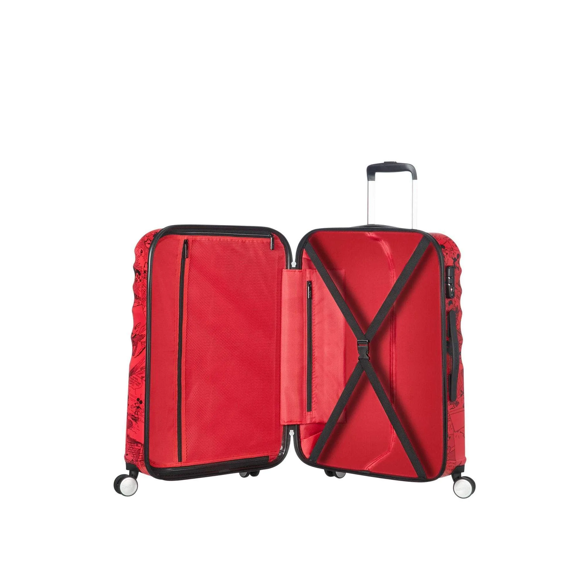 American Tourister Disney Wavebreaker Spinner Large Luggage - Mickey Comics Red
