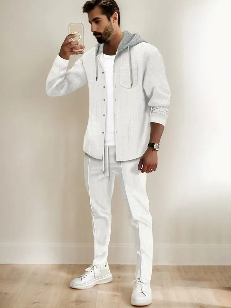 Athleisure Waffle Hooded Jacket Set