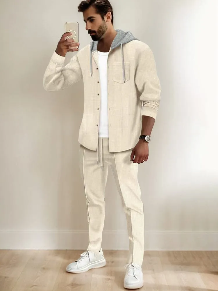 Athleisure Waffle Hooded Jacket Set