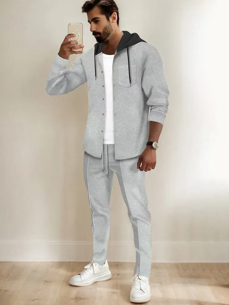 Athleisure Waffle Hooded Jacket Set