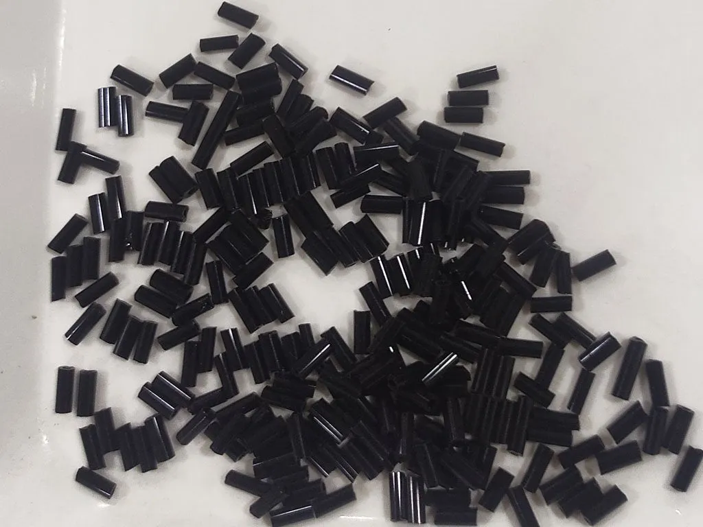 Black Opaque Bugle / Pipe Beads