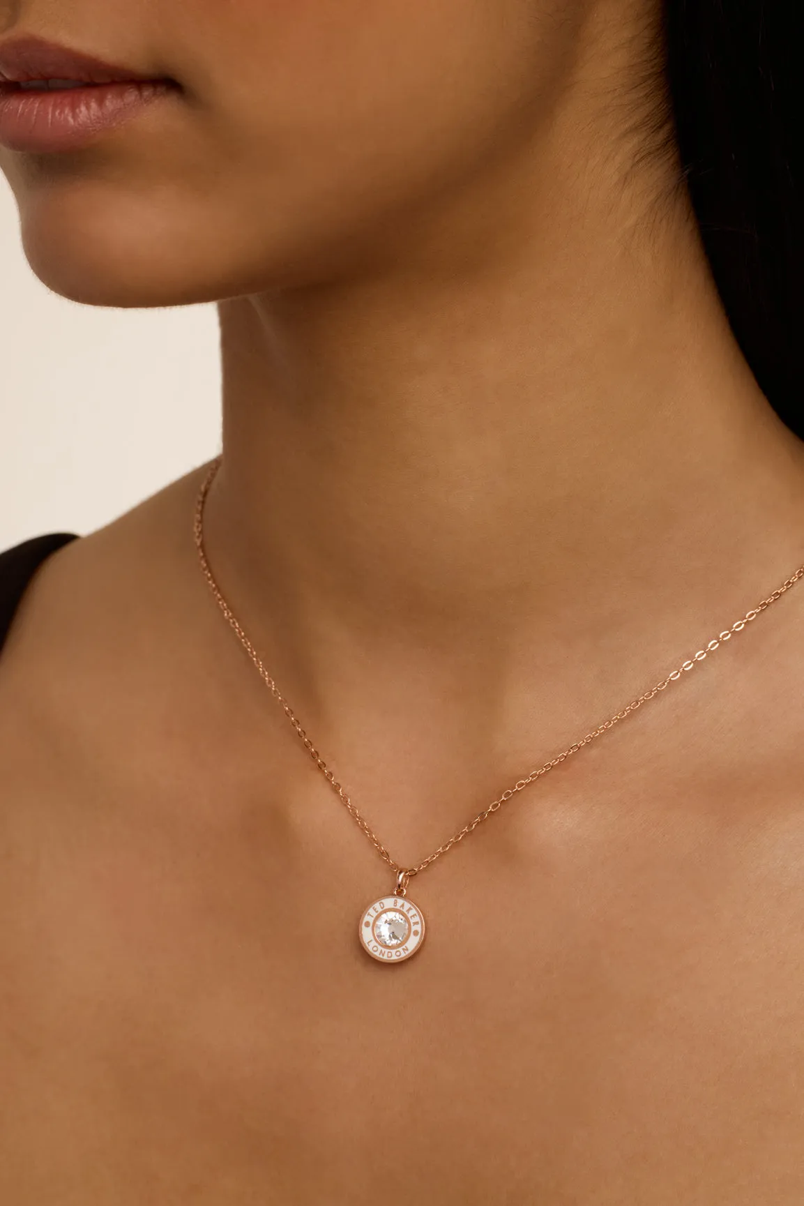 Cherlie Crystal Button Pendant Necklace Rosegd