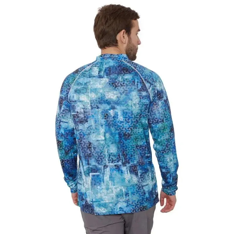 FHM Mark EVO uv long sleeve shirts Print Blue UPF 50 