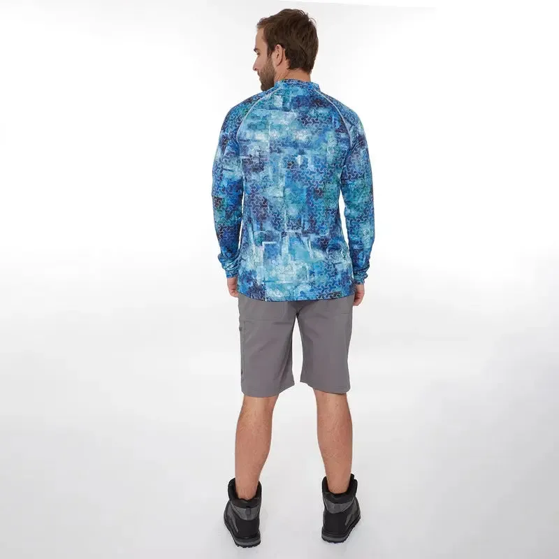FHM Mark EVO uv long sleeve shirts Print Blue UPF 50 