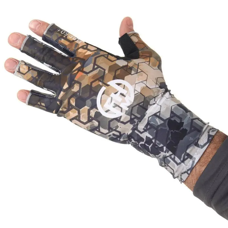 FHM UV Protection Gloves Mark Print Orange/Grey UPF 50 