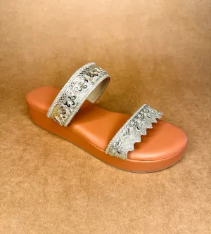 Gold Embroidered Comfort Sliders
