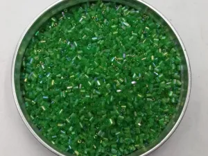 Green Transparent Rainbow 2 Cut Glass Seed Beads- 2 mm
