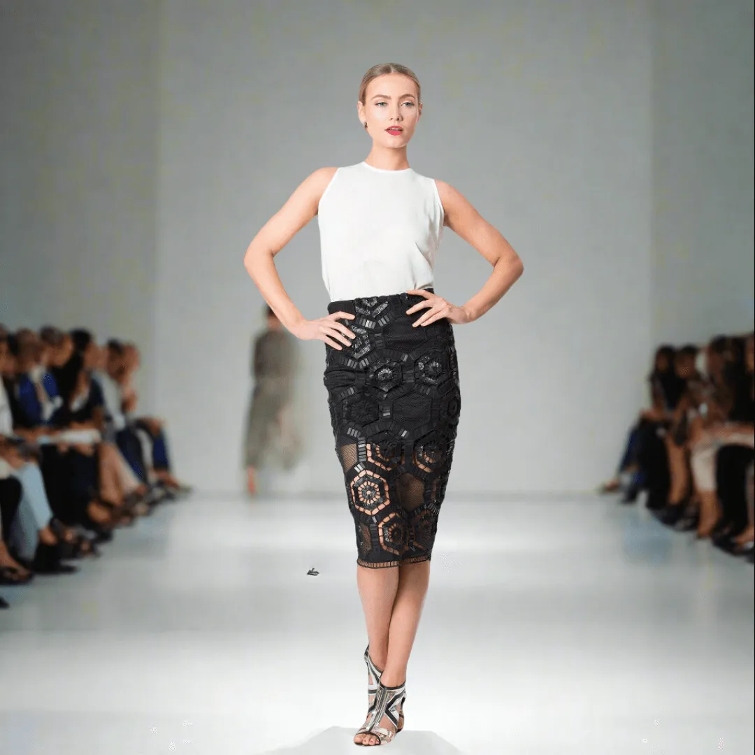 Hexagonal Design Hand Beaded Skirt