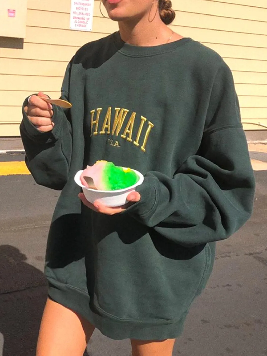 Joskaa Letter Embroidered Sweatshirts for Women 2024 Spring Autumn Oversized Sweatshirt Pullovers Female Fashion Casual Hoodies Tops