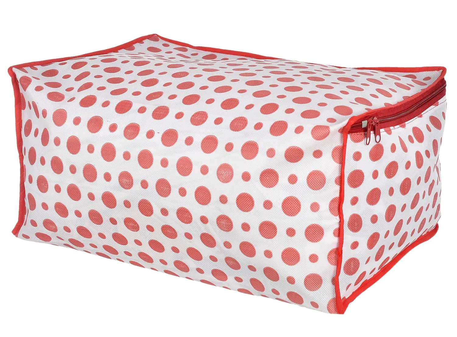 Kuber Industries Dot Printed Non-Woven Saree Cover, Cloth Organizer, Wardrobe Organiser With Tranasparent Window- Pack of 10 (Pink)-46KM0488