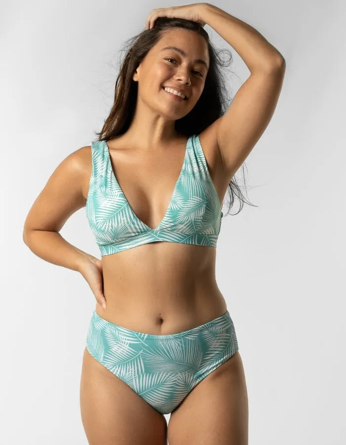 Mid Waist Green Fern Womens Bikini Bottoms