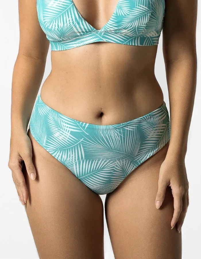 Mid Waist Green Fern Womens Bikini Bottoms