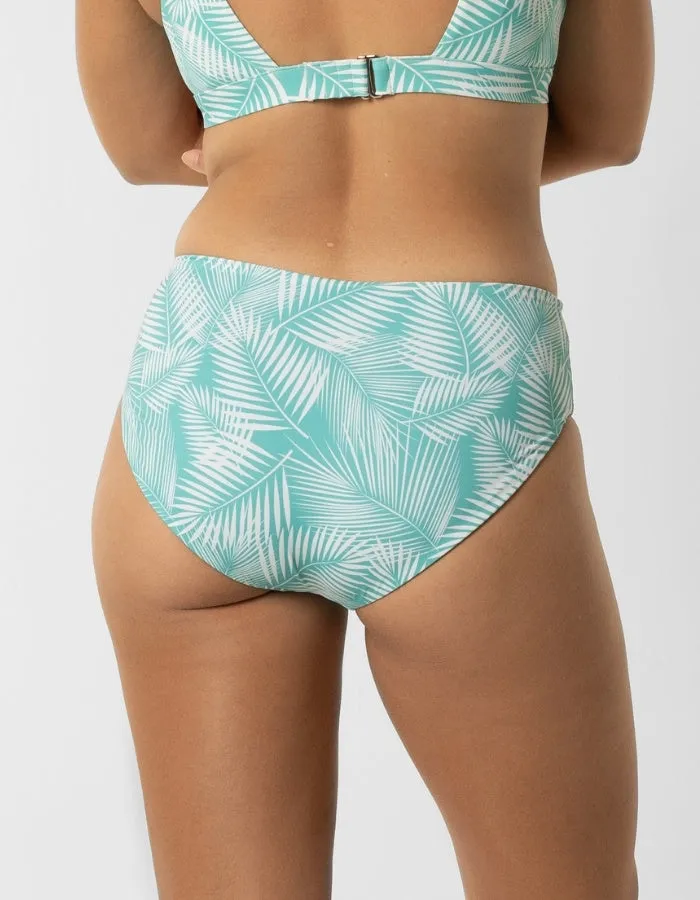 Mid Waist Green Fern Womens Bikini Bottoms
