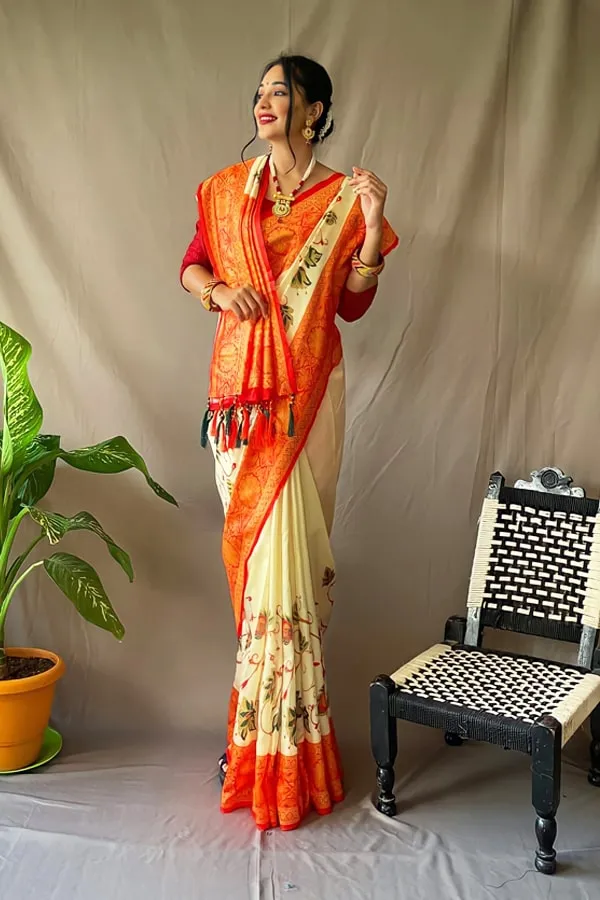 New Kolkata Durga Puja Saree Order Online Red And White Color In 2021