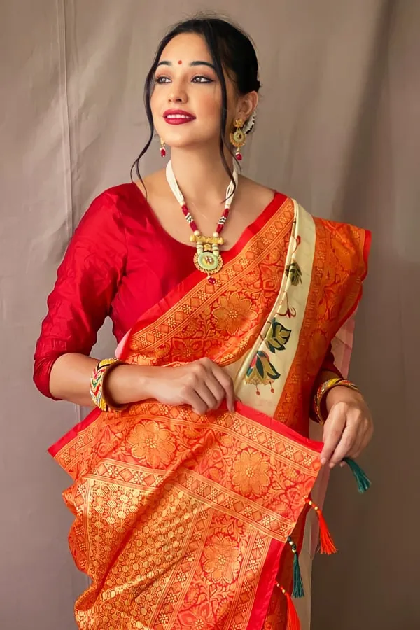 New Kolkata Durga Puja Saree Order Online Red And White Color In 2021