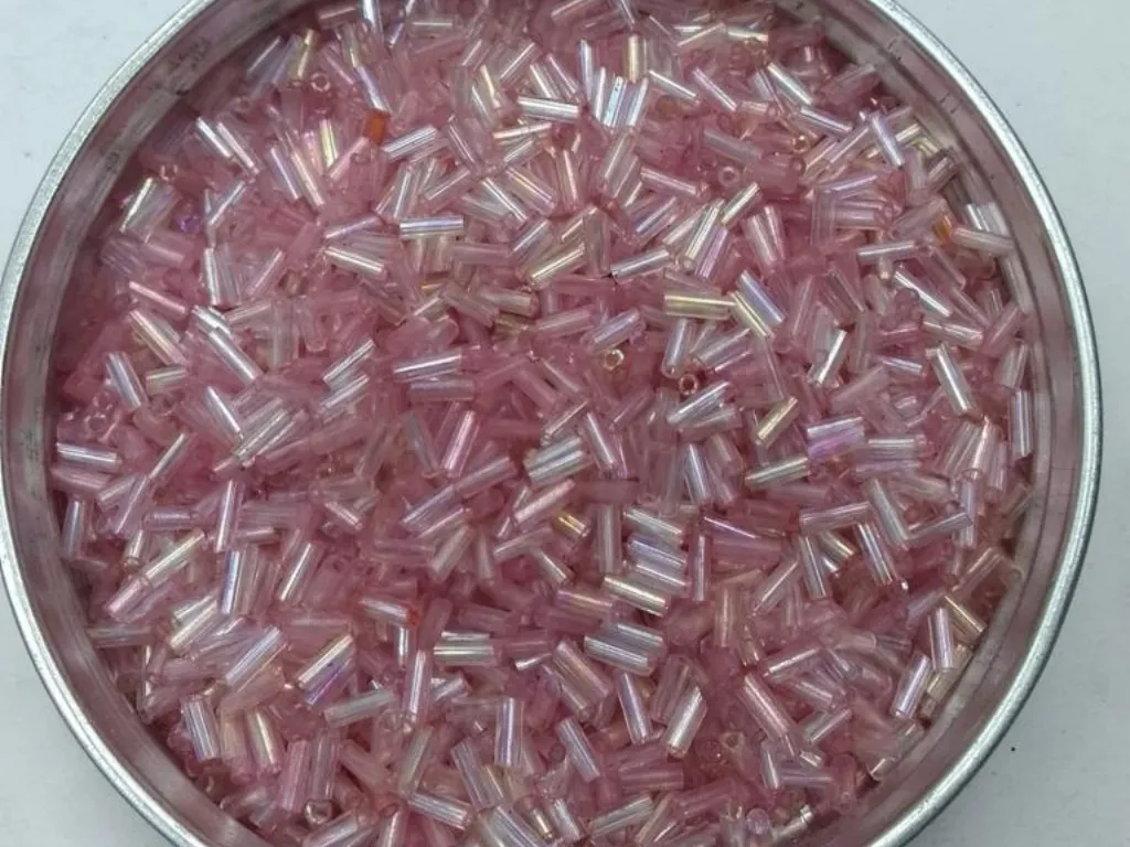 Pastel Pink Rainbow Pipe Glass Seed Beads- 4.5 mm