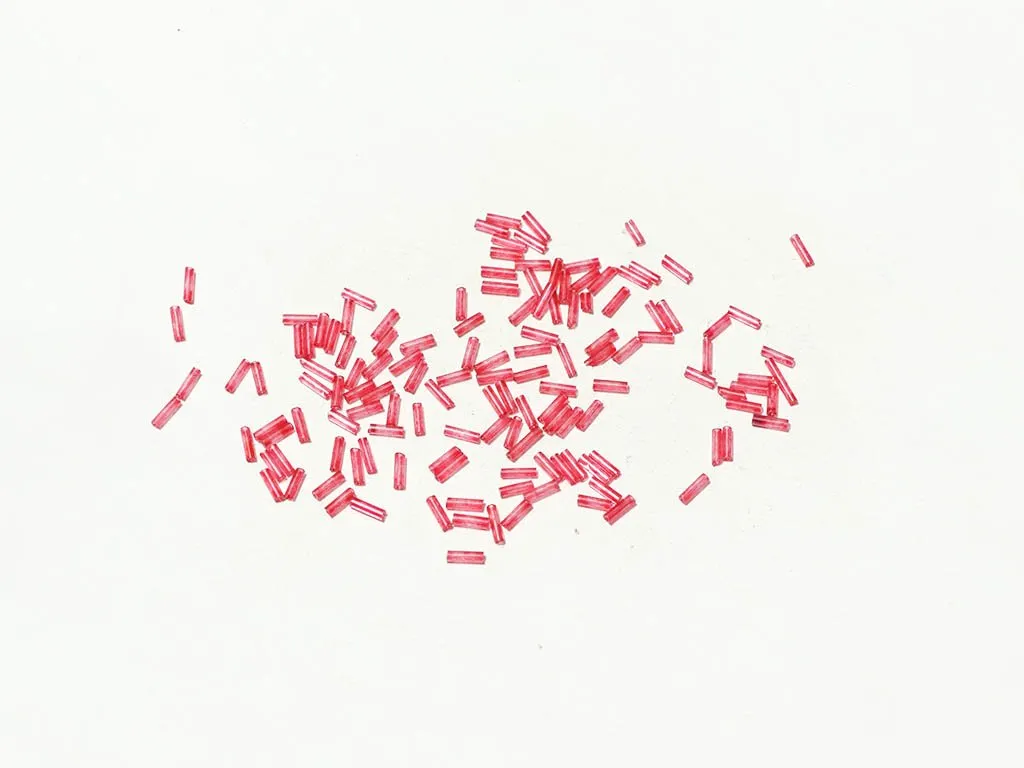 Pink Transparent Pipe / Bugle Glass Seed Beads