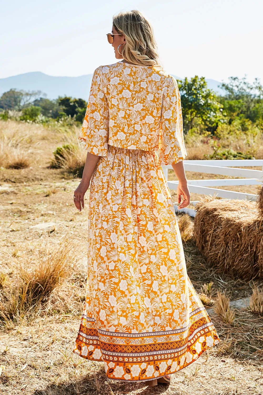 Printed Top & Skirt Two Piece Set