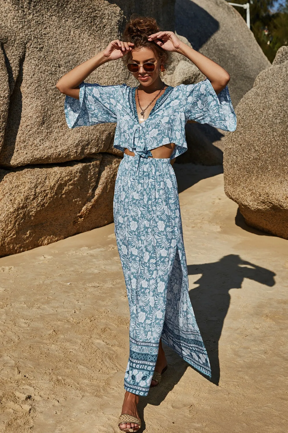 Printed Top & Skirt Two Piece Set