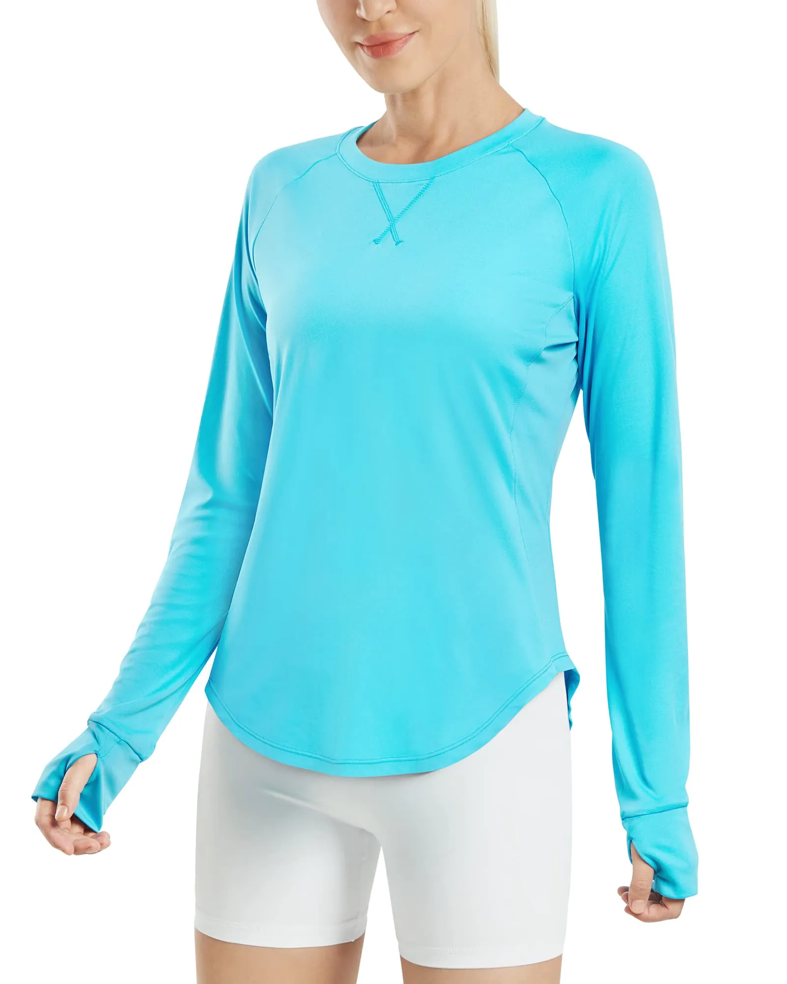 Quick Dry Scoop Neck UV Tunic Long Sleeve Workout Tops
