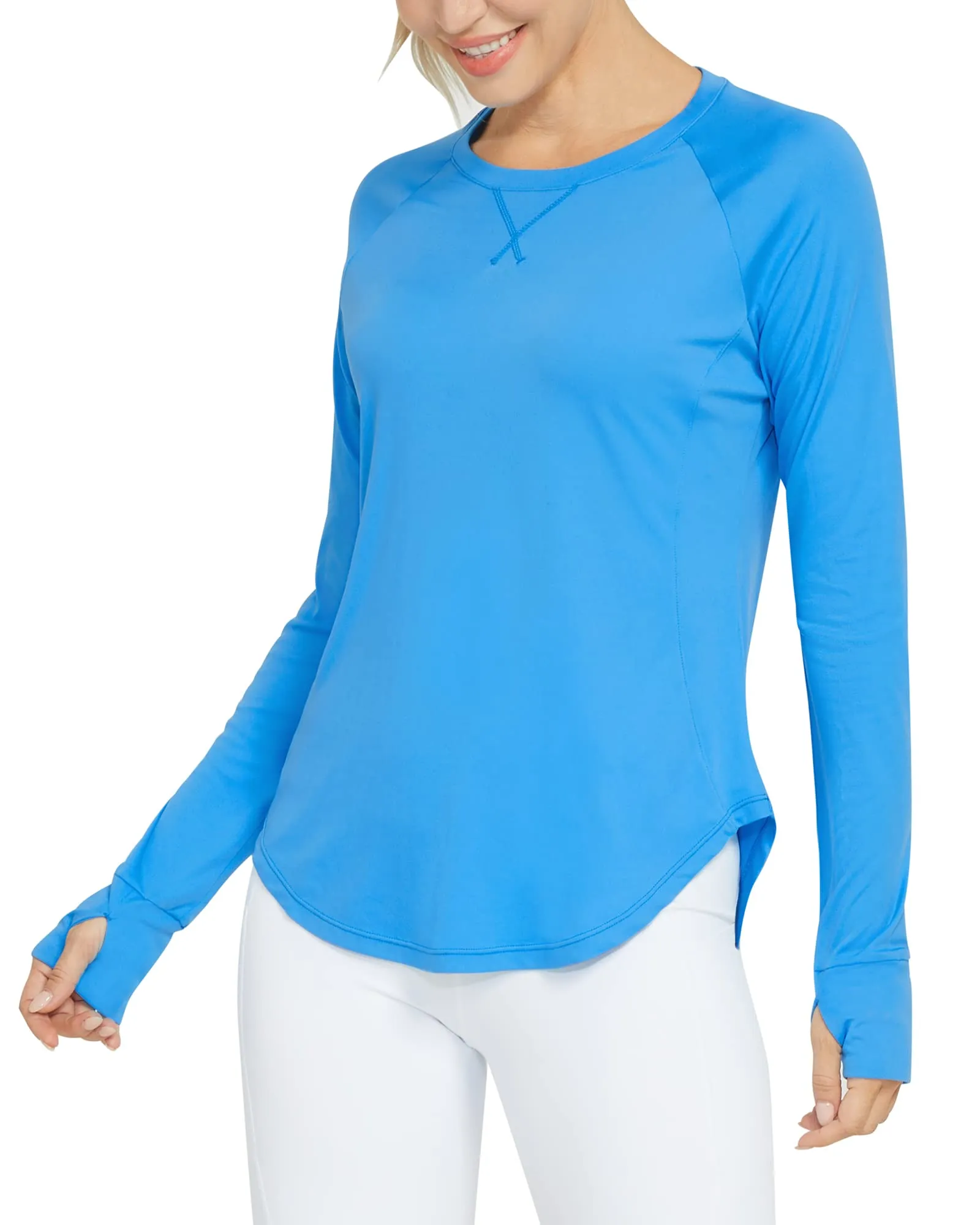 Quick Dry Scoop Neck UV Tunic Long Sleeve Workout Tops