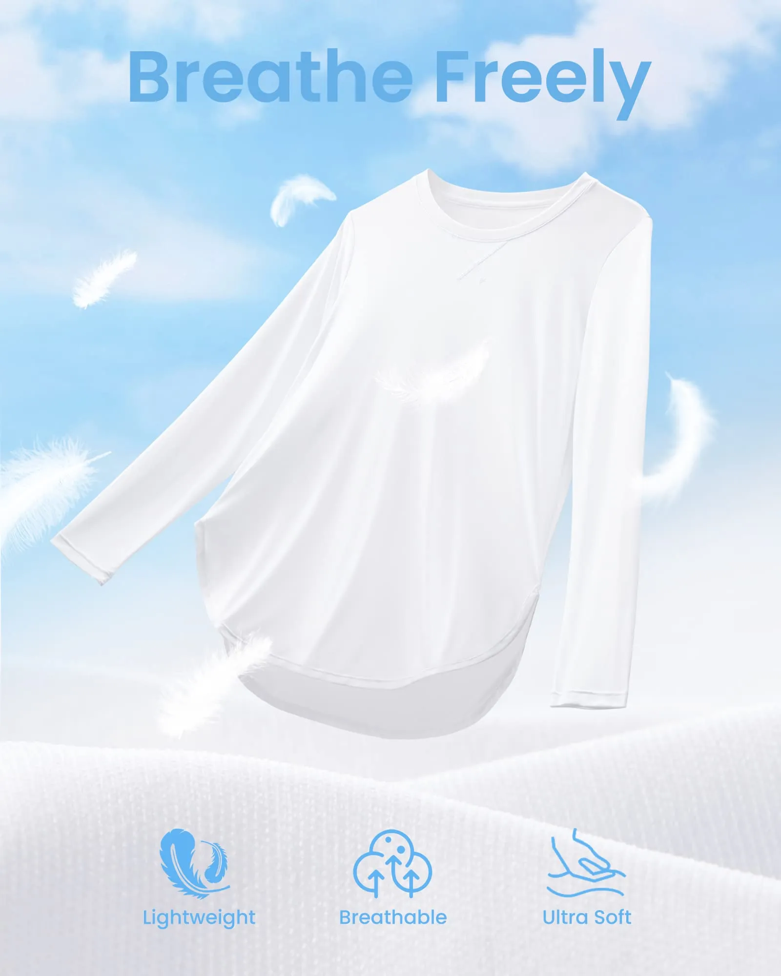 Quick Dry Scoop Neck UV Tunic Long Sleeve Workout Tops