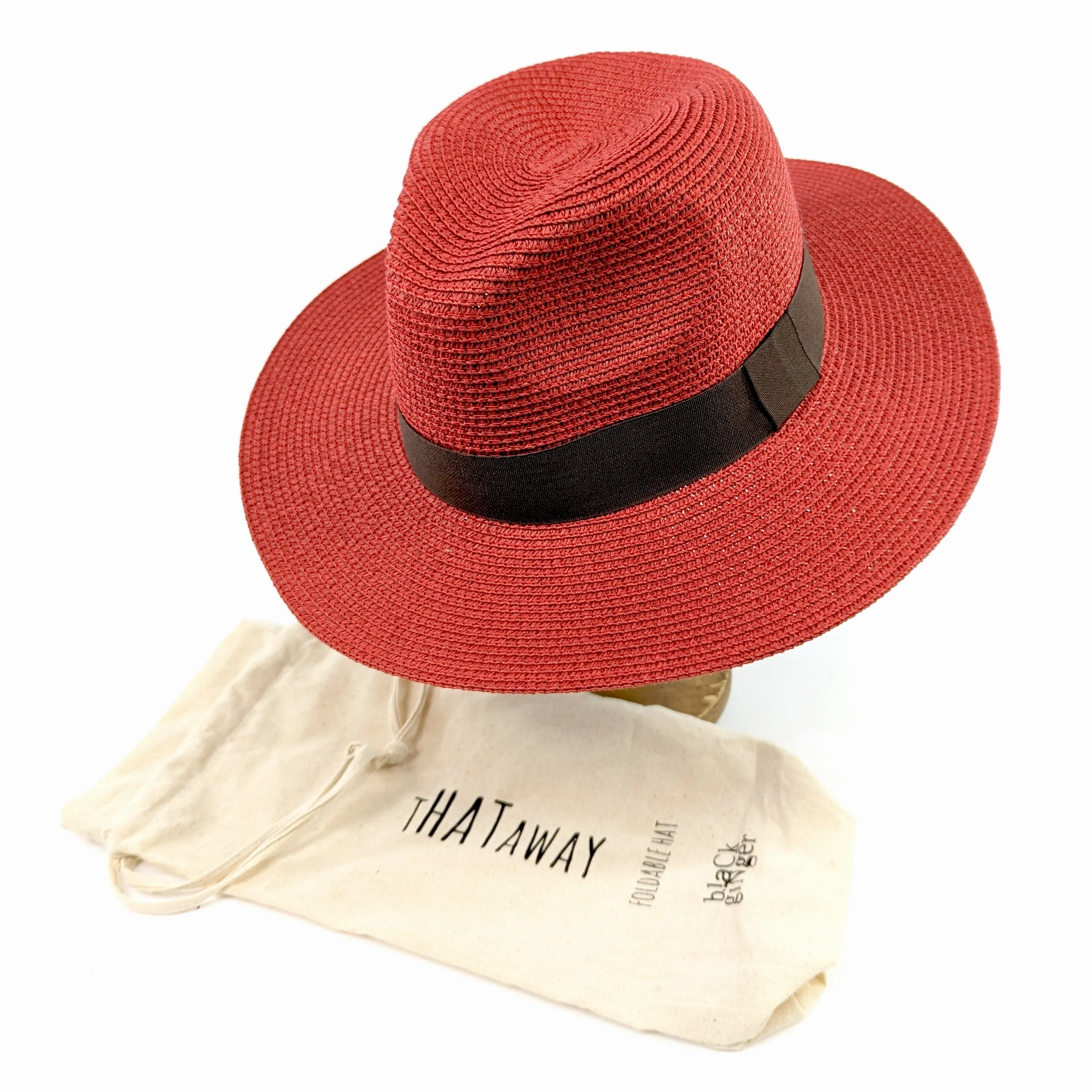 Red Panama Folding Hat (59cm)
