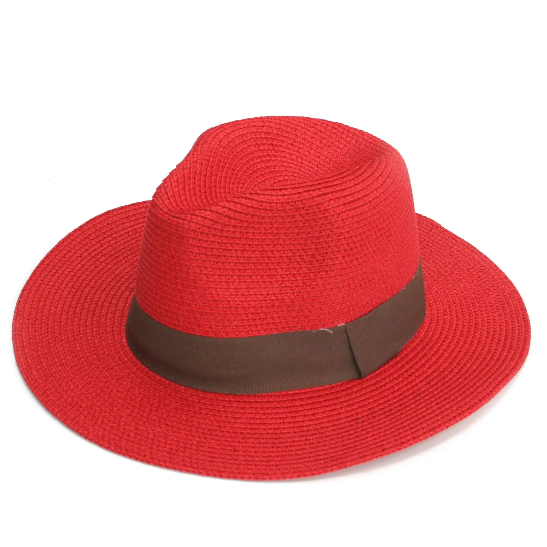 Red Panama Folding Hat (59cm)