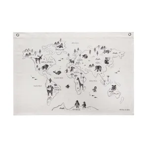 Rose In April World Map wall hanging