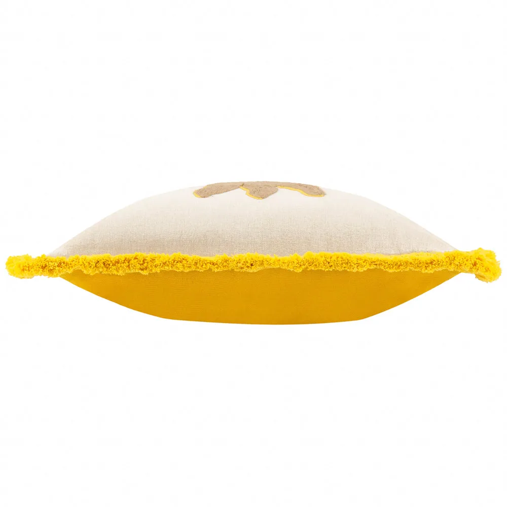 Sun Embroidered Cushion Yellow