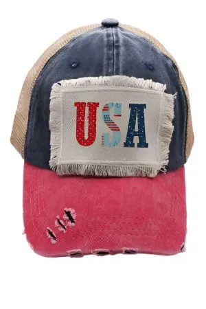 USA Distressed Patch Hat Baseball Cap