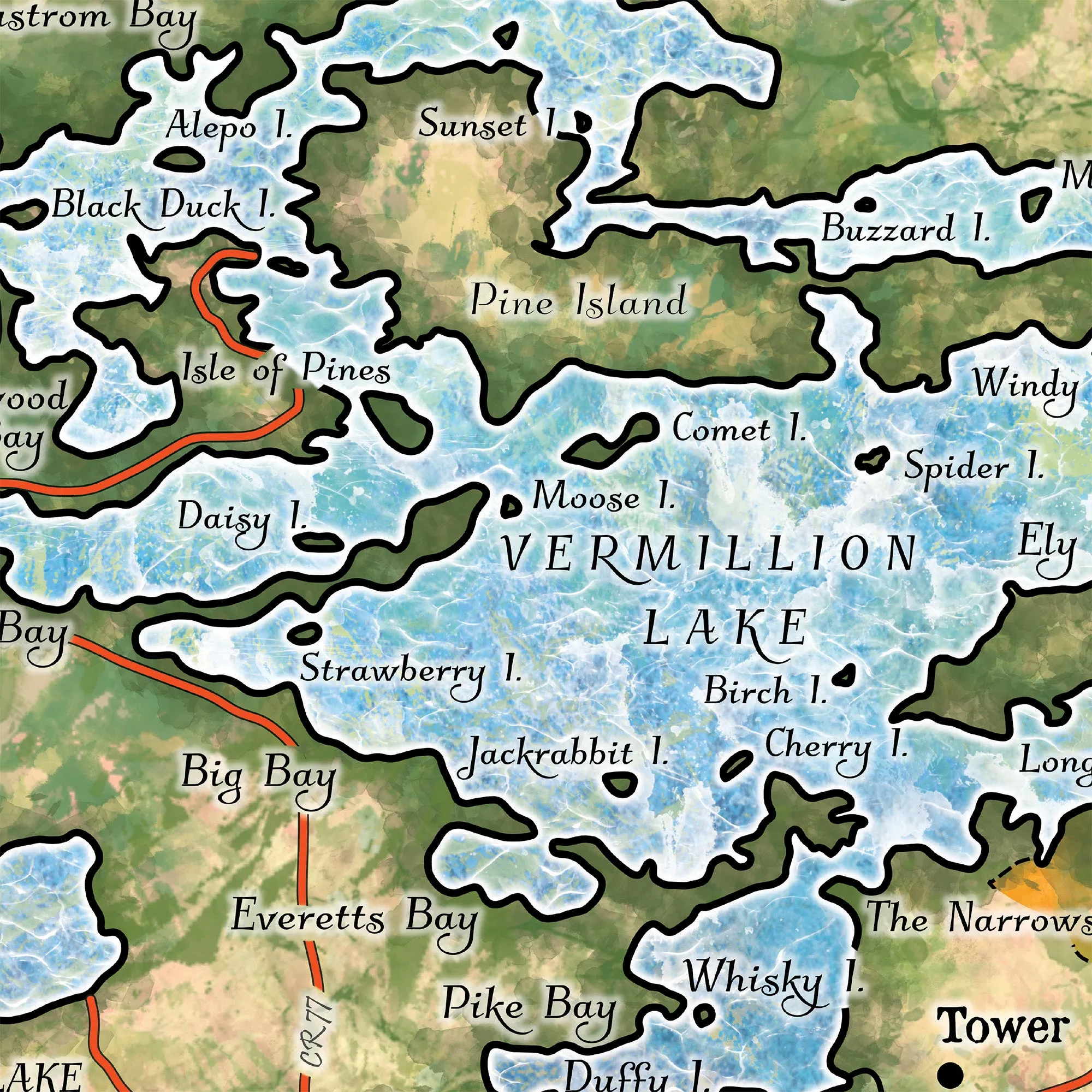 Vermilion Lake Minnesota Map Sherpa Fleece Blanket Double Stitched Edges Cozy Luxury Fluffy Super Soft 430 GSM Polyester Throw Blanket
