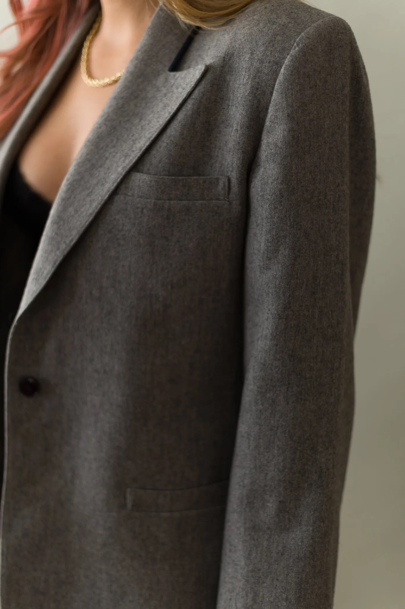 Vintage Gray & Navy Trim Blazer