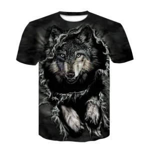 Wild Wolf Polyester Skull T-shirt