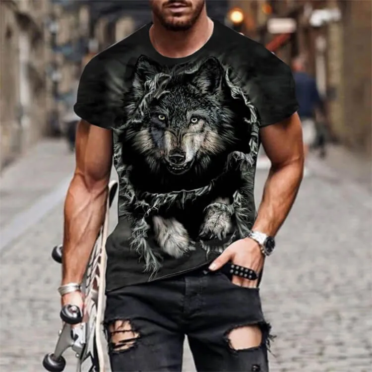 Wild Wolf Polyester Skull T-shirt