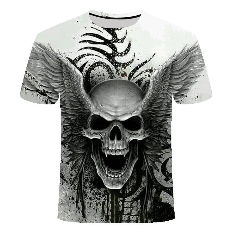 Winged Skull Polyester  T-shirt