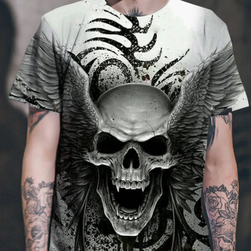 Winged Skull Polyester  T-shirt